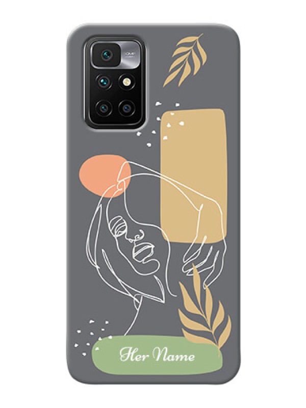 Custom Redmi 10 Prime 2022 Phone Back Covers: Gazing Woman line art Design