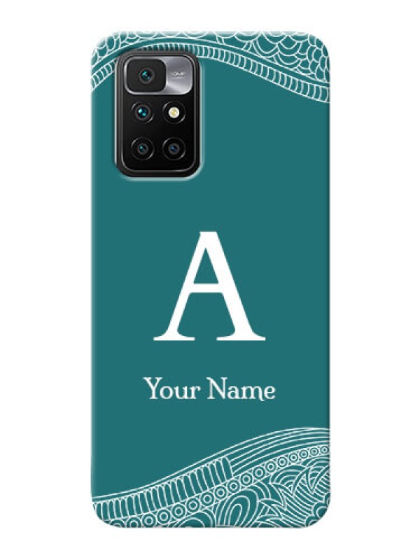 Custom Redmi 10 Prime 2022 Mobile Back Covers: line art pattern with custom name Design