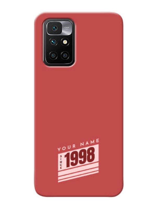Custom Redmi 10 Prime 2022 Phone Back Covers: Red custom year of birth Design