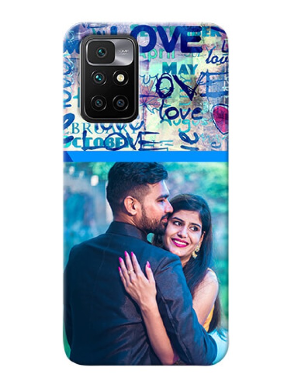Custom Redmi 10 Prime Mobile Covers Online: Colorful Love Design