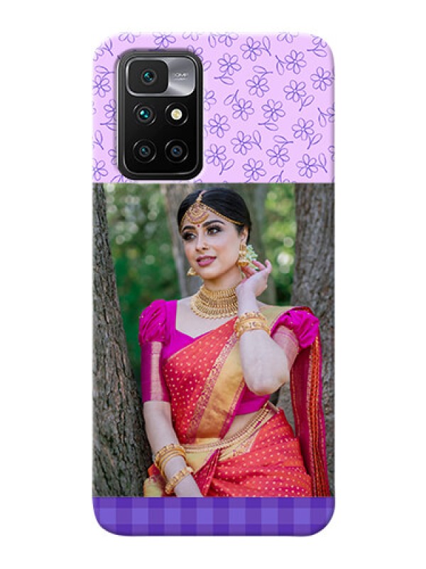 Custom Redmi 10 Prime Mobile Cases: Purple Floral Design