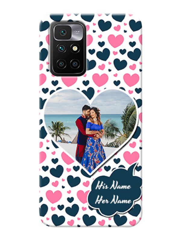 Custom Redmi 10 Prime Mobile Covers Online: Pink & Blue Heart Design