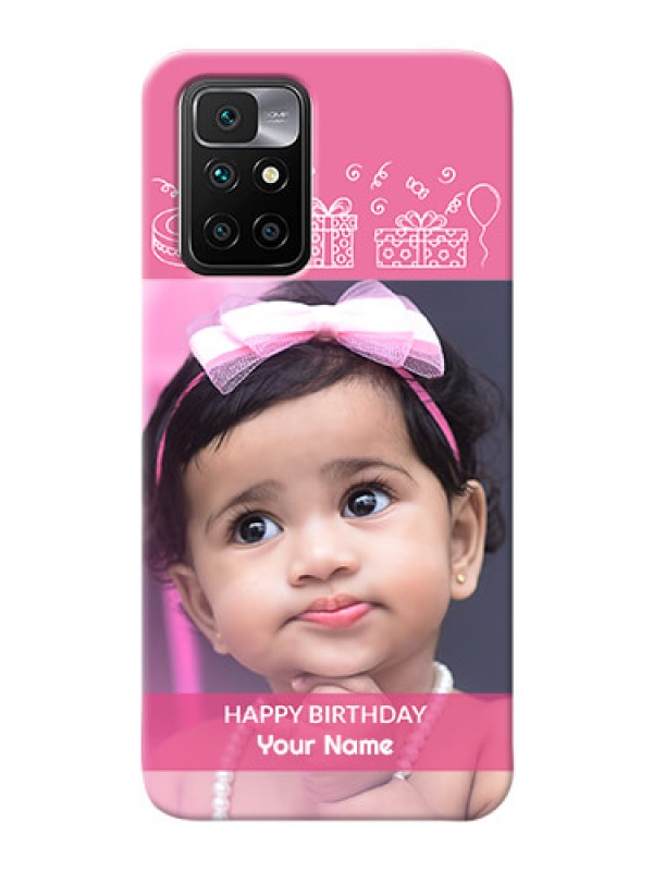 Custom Redmi 10 Prime Custom Mobile Cover with Birthday Line Art Design