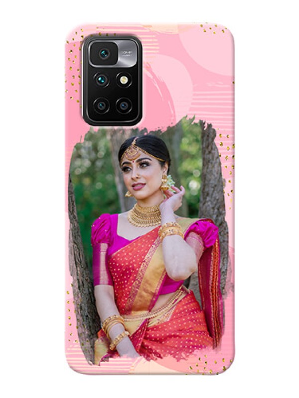 Custom Redmi 10 Prime Phone Covers for Girls: Gold Glitter Splash Design