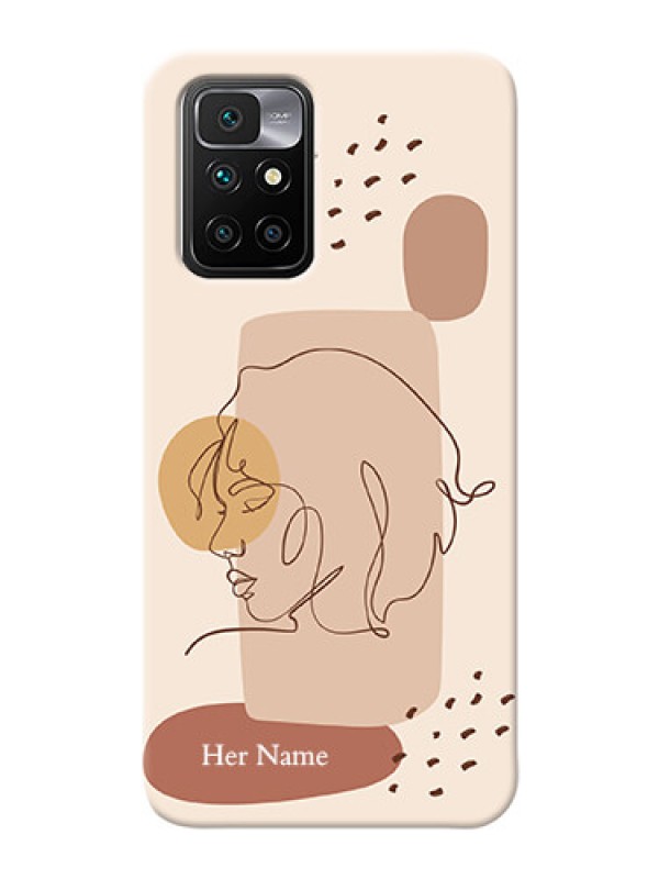 Custom Redmi 10 Prime Custom Phone Covers: Calm Woman line art Design