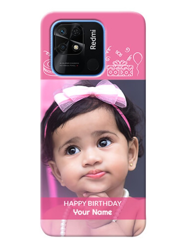 Custom Redmi 10 Custom Mobile Cover with Birthday Line Art Design