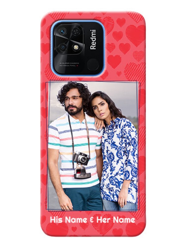 Custom Redmi 10 Mobile Back Covers: with Red Heart Symbols Design