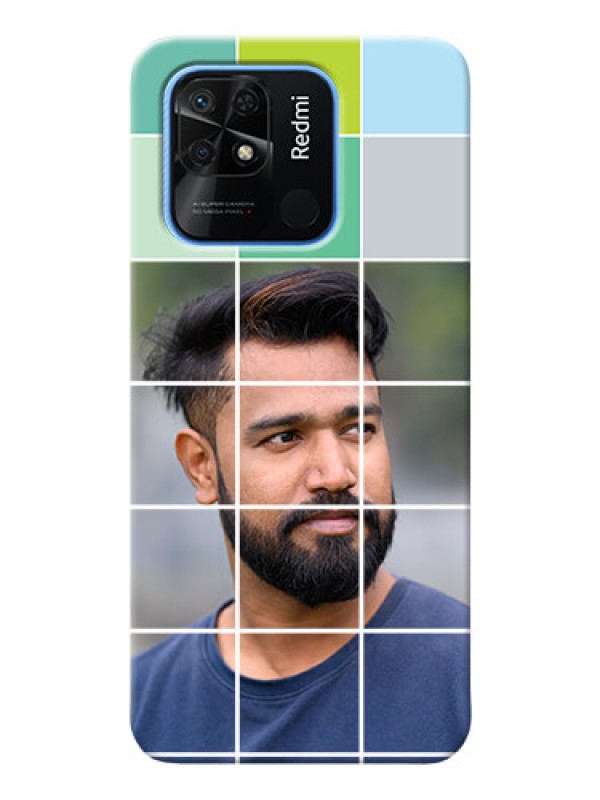 Custom Redmi 10 personalised phone covers with white box pattern 