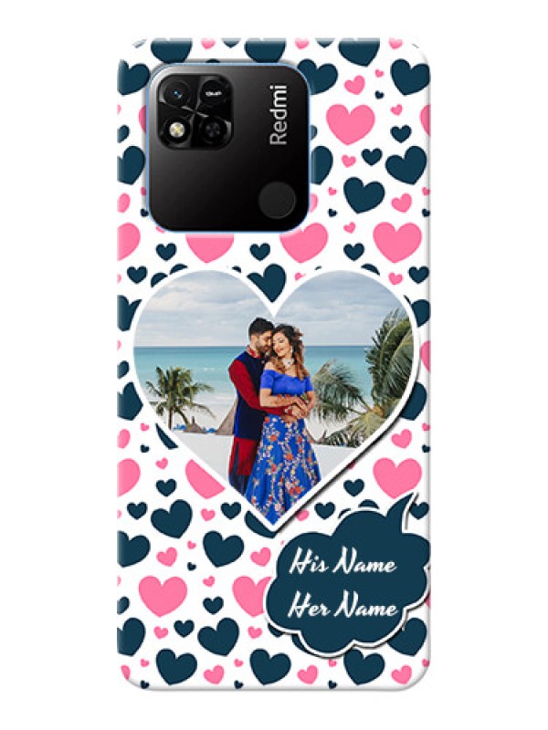 Custom Redmi 10A Mobile Covers Online: Pink & Blue Heart Design