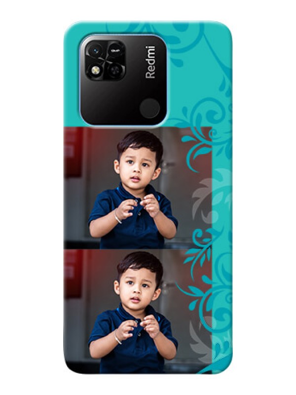 Custom Redmi 10A Mobile Cases with Photo and Green Floral Design 