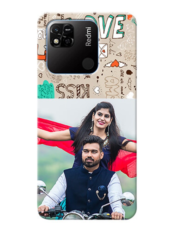 Custom Redmi 10A Personalised mobile covers: Love Doodle Pattern 