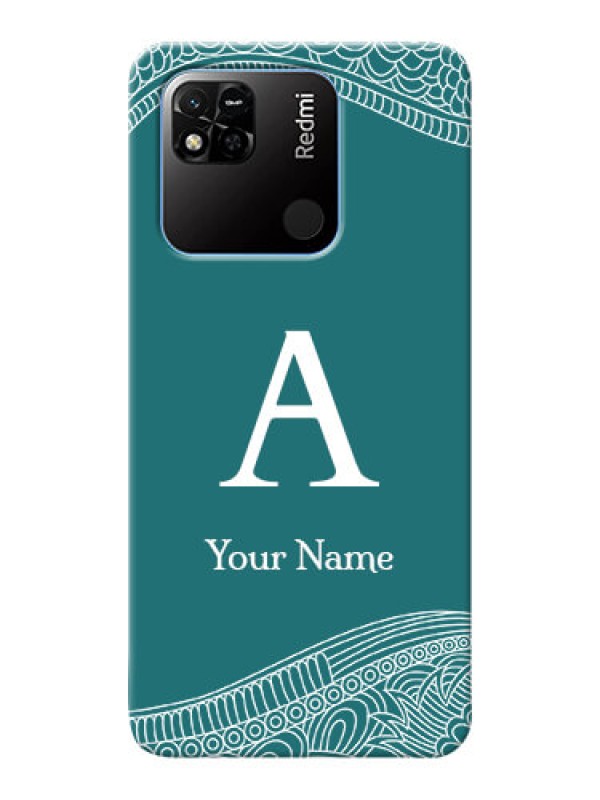 Custom Redmi 10A Mobile Back Covers: line art pattern with custom name Design