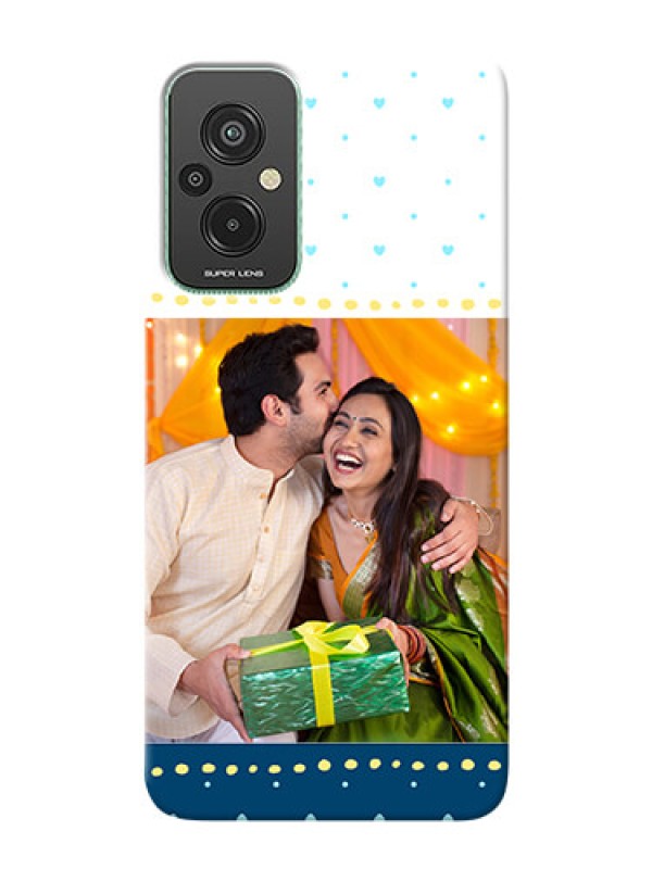 Custom Xiaomi Redmi 11 Prime 4G Phone Covers: White and Blue Abstract Design