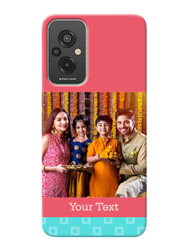 Custom Xiaomi Redmi 11 Prime 4G Mobile Back Covers: Peach & Blue Color Design