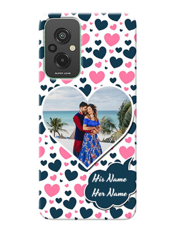 Custom Xiaomi Redmi 11 Prime 4G Mobile Covers Online: Pink & Blue Heart Design