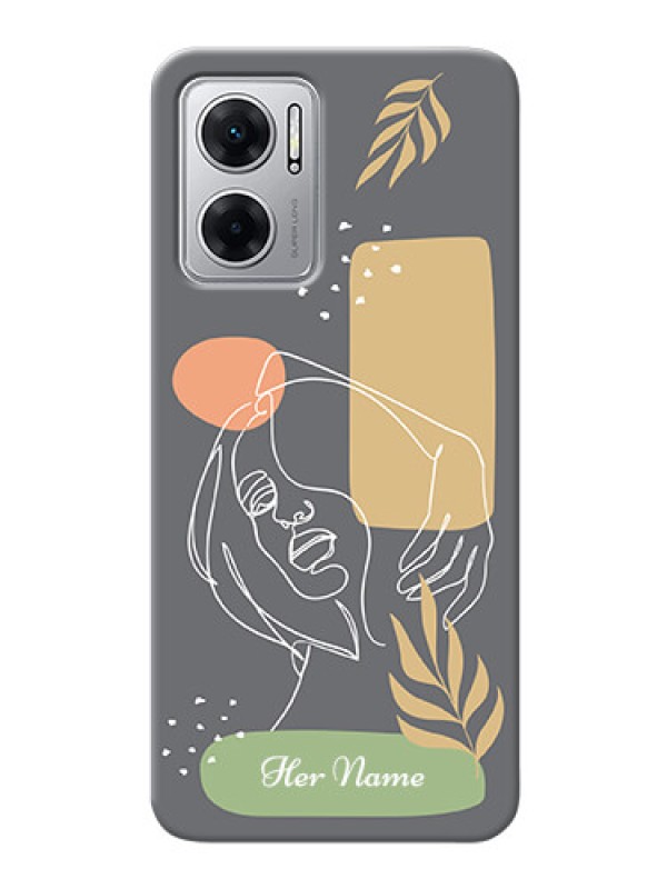Custom Redmi 11 Prime 5G Phone Back Covers: Gazing Woman line art Design