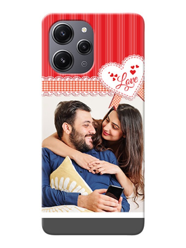 Custom Redmi 12 4G phone cases online: Red Love Pattern Design