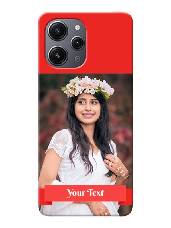 Custom Redmi 12 4G Personalised mobile covers: Simple Red Color Design