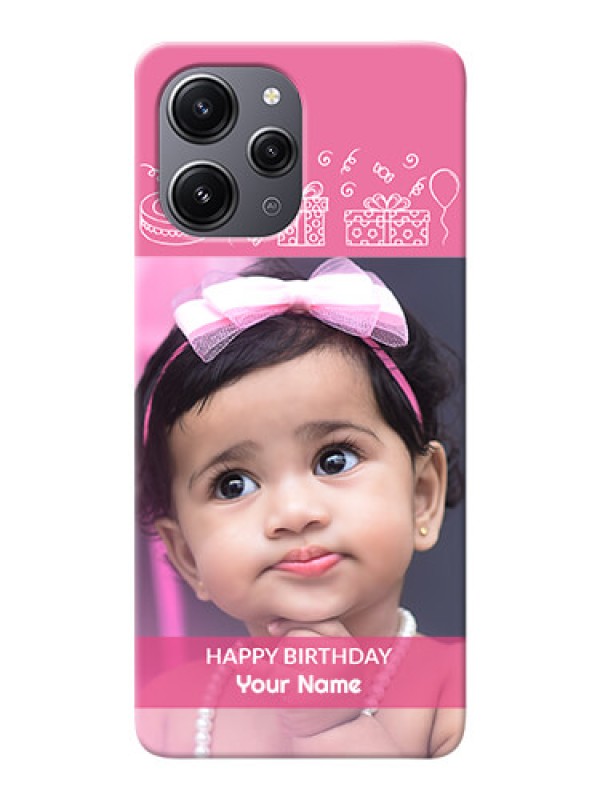 Custom Redmi 12 4G Custom Mobile Cover with Birthday Line Art Design