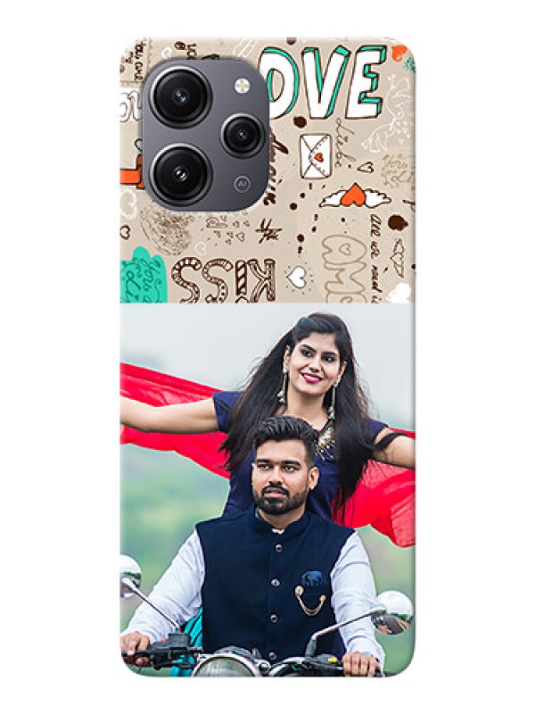 Custom Redmi 12 4G Personalised mobile covers: Love Doodle Pattern
