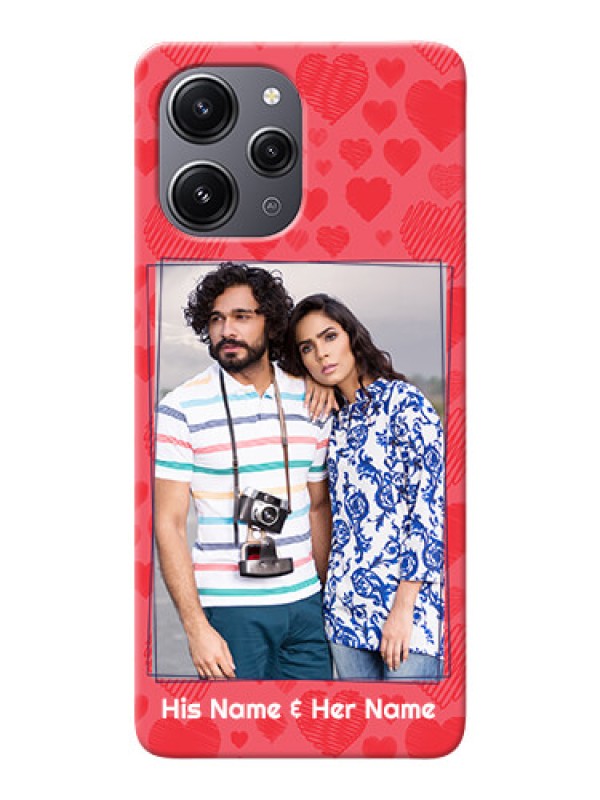 Custom Redmi 12 4G Mobile Back Covers: with Red Heart Symbols Design