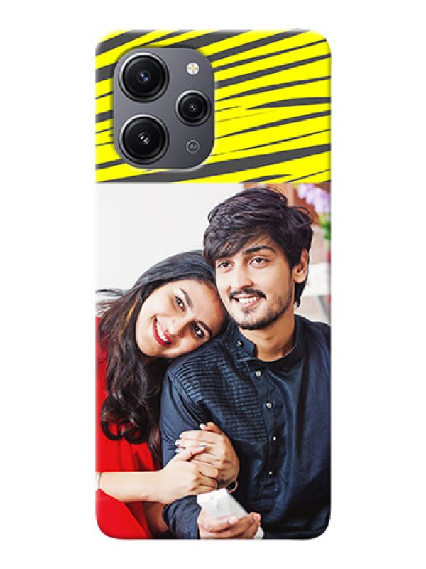 Custom Redmi 12 4G Personalised mobile covers: Yellow Abstract Design