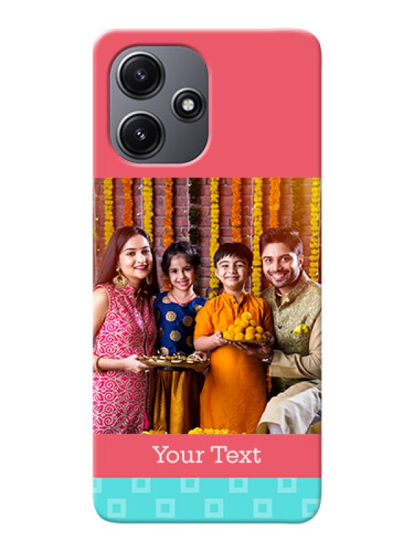 Custom Redmi 12 5G Mobile Back Covers: Peach & Blue Color Design