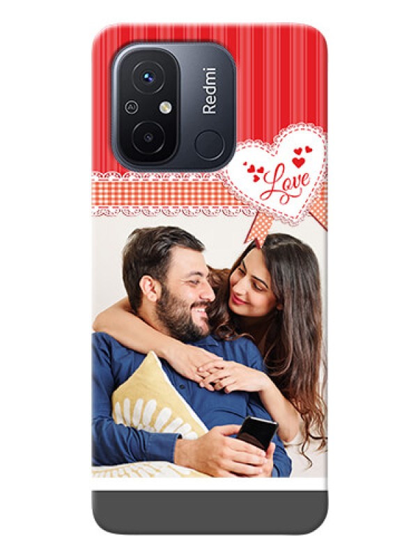Custom Redmi 12C phone cases online: Red Love Pattern Design