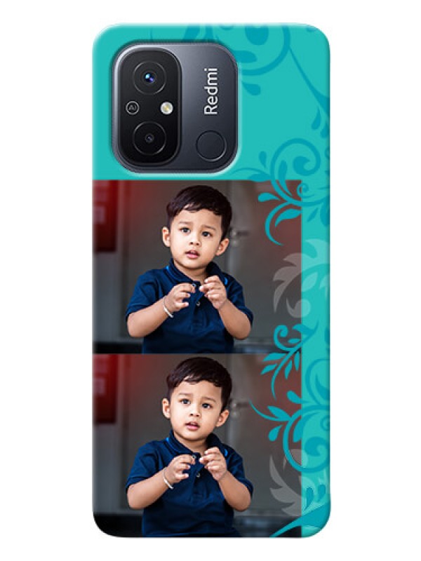 Custom Redmi 12C Mobile Cases with Photo and Green Floral Design 