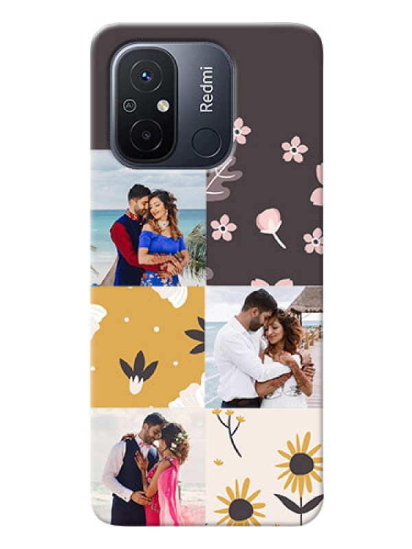 Custom Redmi 12C phone cases online: 3 Images with Floral Design