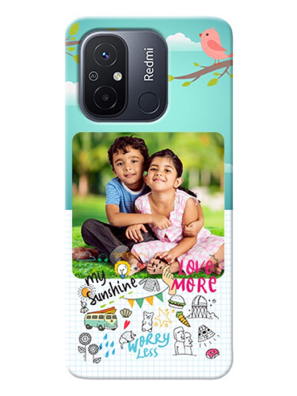 Custom Redmi 12C phone cases online: Doodle love Design