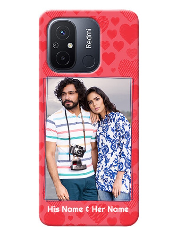 Custom Redmi 12C Mobile Back Covers: with Red Heart Symbols Design