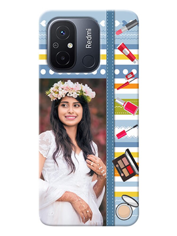 Custom Redmi 12C Personalized Mobile Cases: Makeup Icons Design