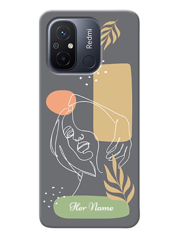 Custom Redmi 12C Phone Back Covers: Gazing Woman line art Design