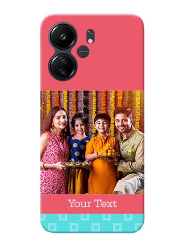 Custom Redmi 13C 4G Mobile Back Covers: Peach & Blue Color Design