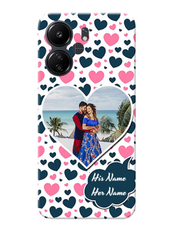 Custom Redmi 13C 4G Mobile Covers Online: Pink & Blue Heart Design