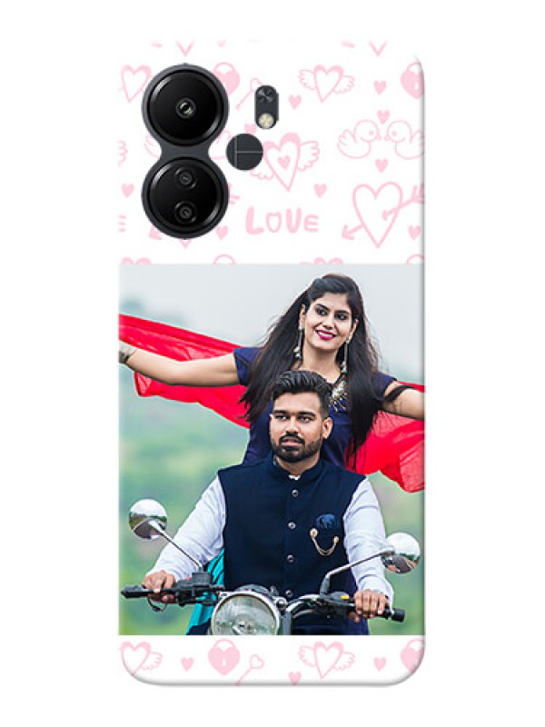 Custom Redmi 13C 4G personalized phone covers: Pink Flying Heart Design