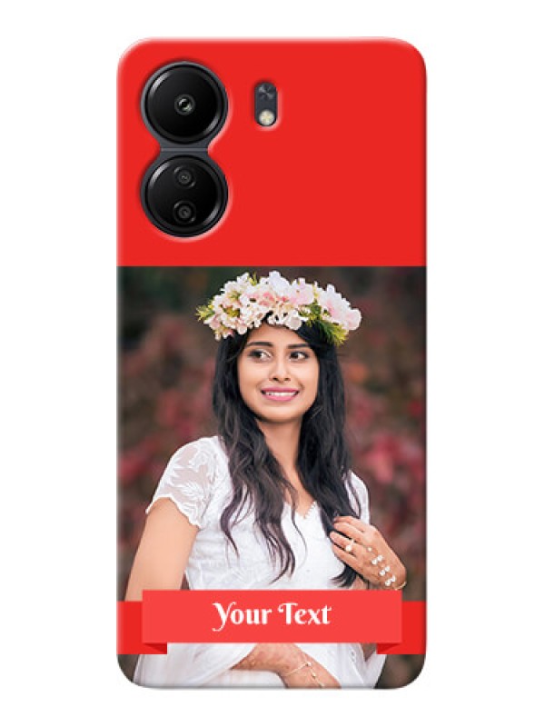 Custom Redmi 13C 4G Personalised mobile covers: Simple Red Color Design