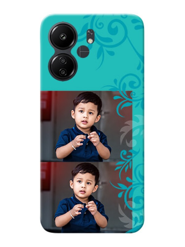 Custom Redmi 13C 4G Mobile Cases with Photo and Green Floral Design