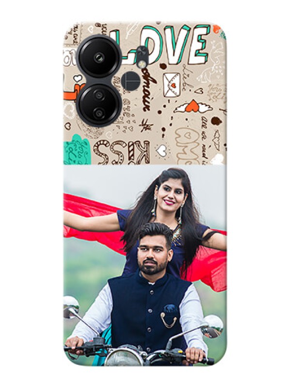Custom Redmi 13C 4G Personalised mobile covers: Love Doodle Pattern