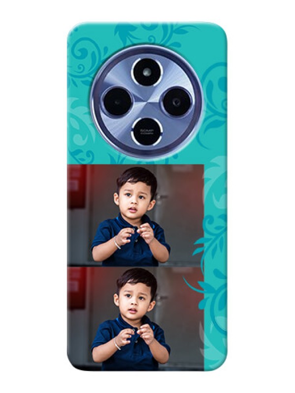 Custom Xiaomi Redmi 14C 5G Custom Hard Phone Case - With Photo And Green Floral Design