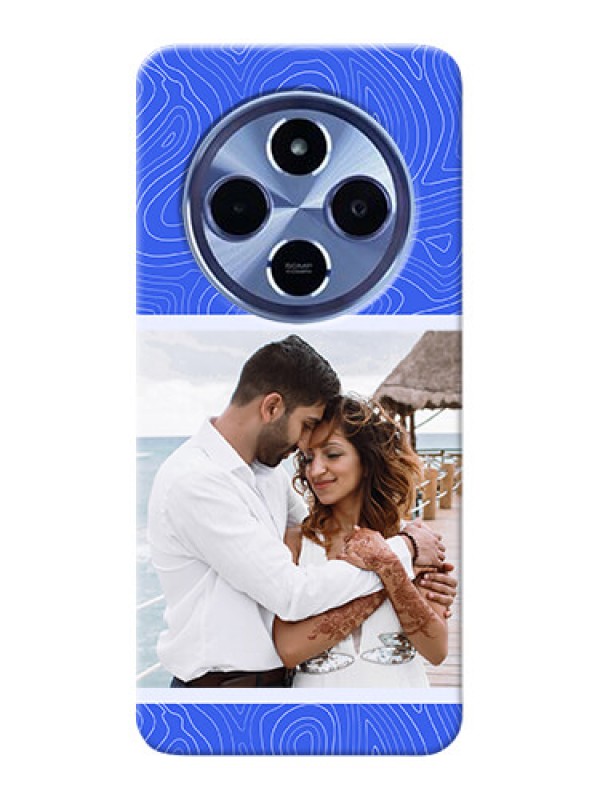 Custom Xiaomi Redmi 14C 5G Custom Hard Phone Case - Curved Line Art With Blue And White Design