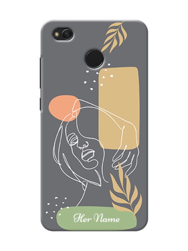 Custom Redmi 4 Phone Back Covers: Gazing Woman line art Design
