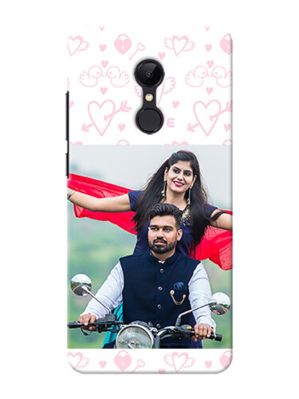 Custom Redmi 5 personalized phone covers: Pink Flying Heart Design