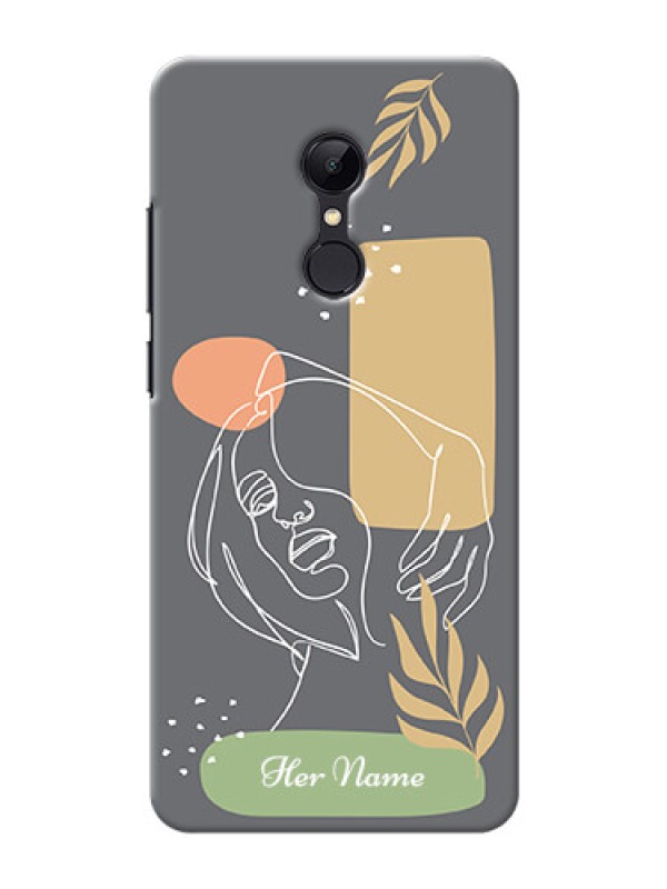 Custom Redmi 5 Phone Back Covers: Gazing Woman line art Design