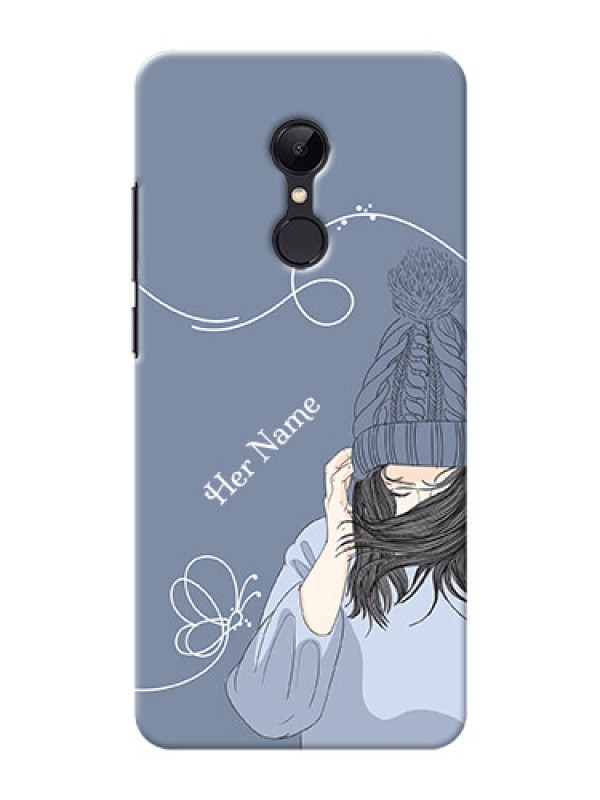 Custom Redmi 5 Custom Mobile Case with Girl in winter outfit Design