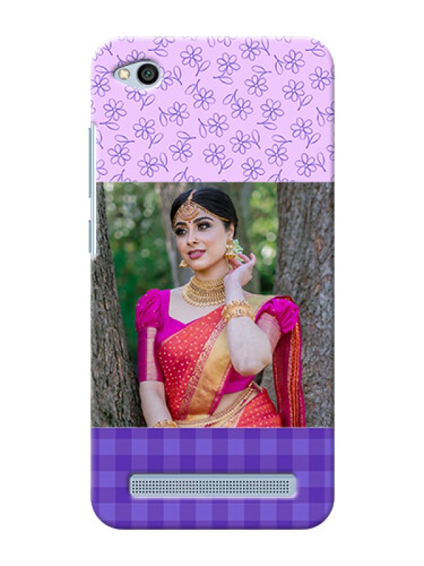 Custom Xiaomi Redmi 5A Floral Design Purple Pattern Mobile Cover Design