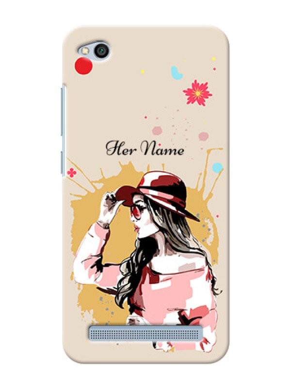 Custom Redmi 5A Back Covers: Women with pink hat Design