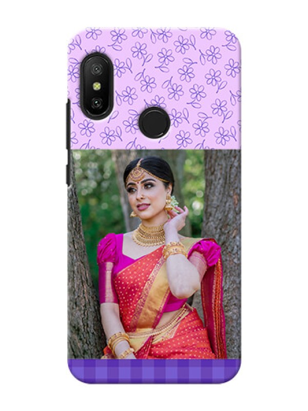 Custom Redmi 6 Pro Mobile Cases: Purple Floral Design