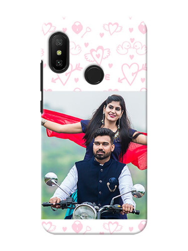 Custom Redmi 6 Pro personalized phone covers: Pink Flying Heart Design